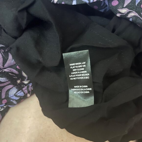 NEW ALLISON NEW YORK CELINE DRESS MEDIUM PURPLE BLACK FLORAL MAXI LONG SLEEVE - Picture 8 of 8